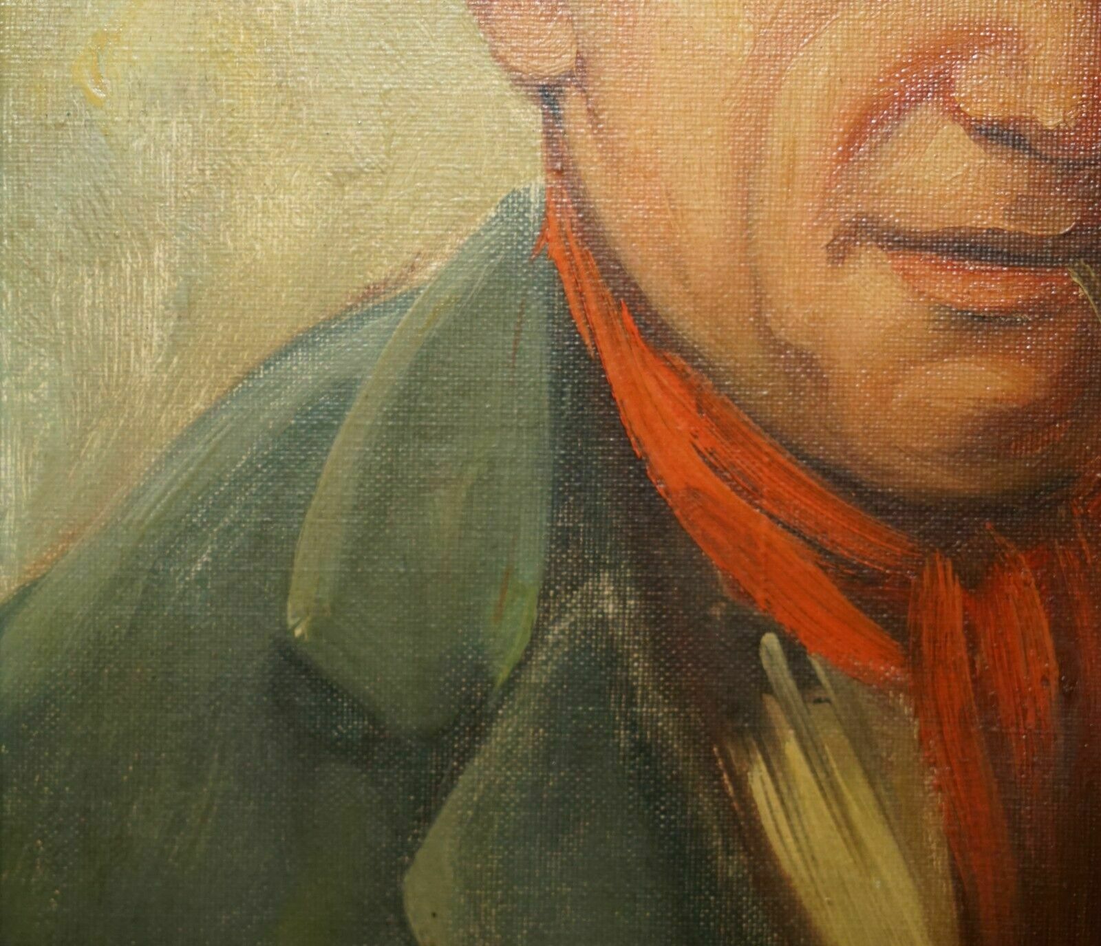photo vinterior Antique Signed Dutch Oil On Canvas Painting Of Old Man Fisherman Smoking A Pipe