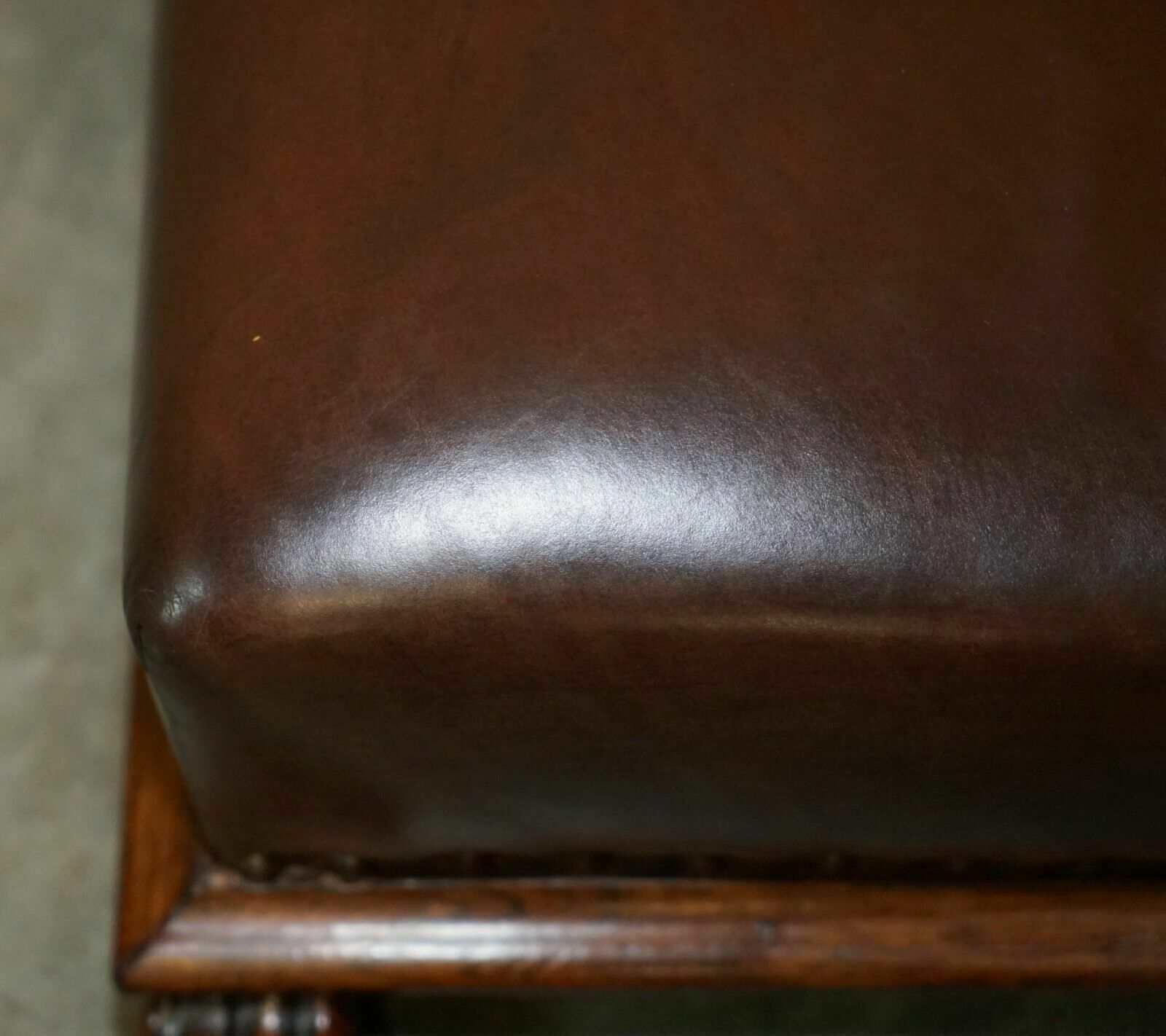 photo buy Antique Regency Circa 1815 Brown Leather Rosewood Lion's Hairy Paw Footstool