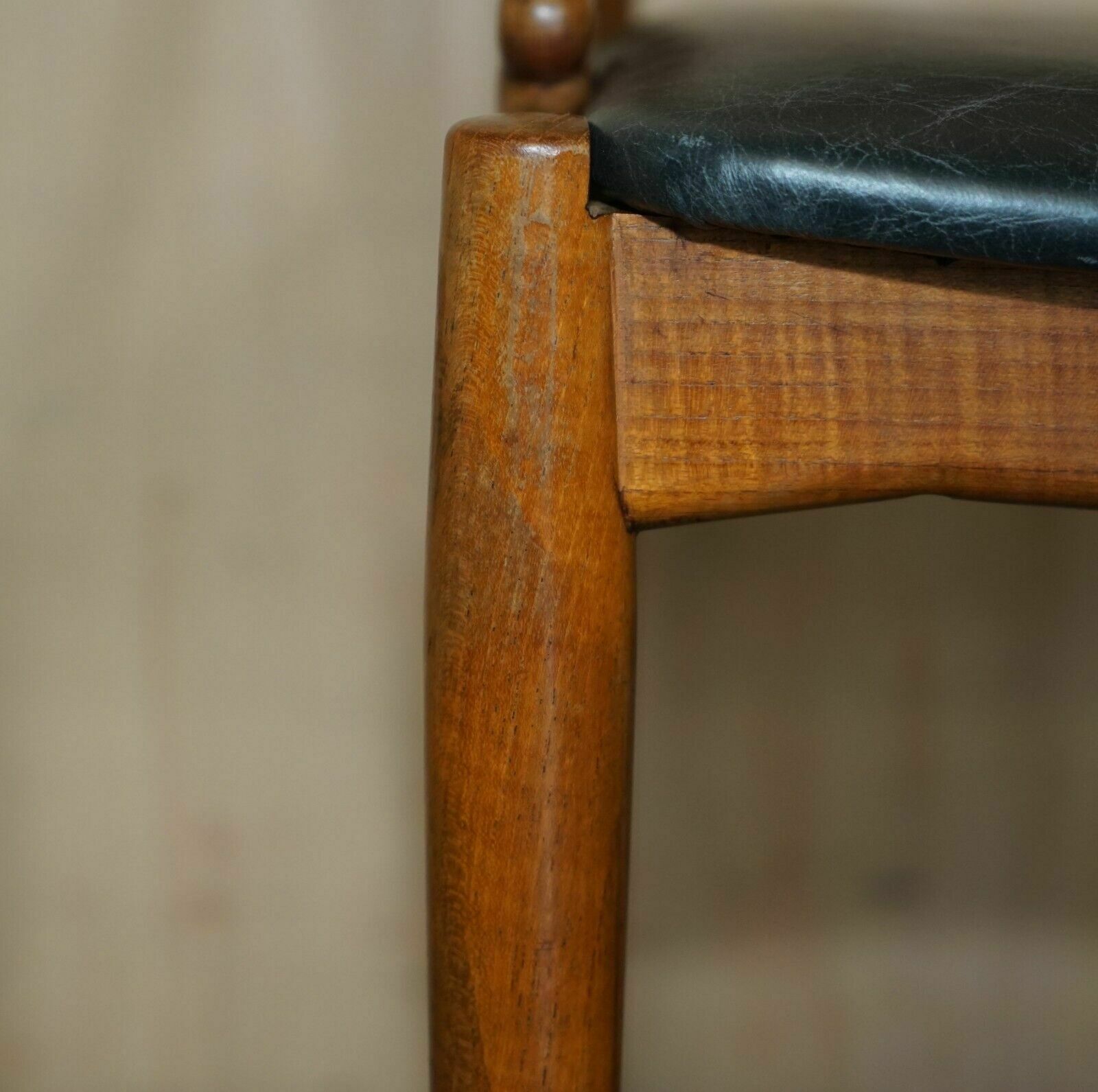 photo for sale Six Fully Restored Johannes Andersen Model 16 Uldum Dining Chairs Black Leather