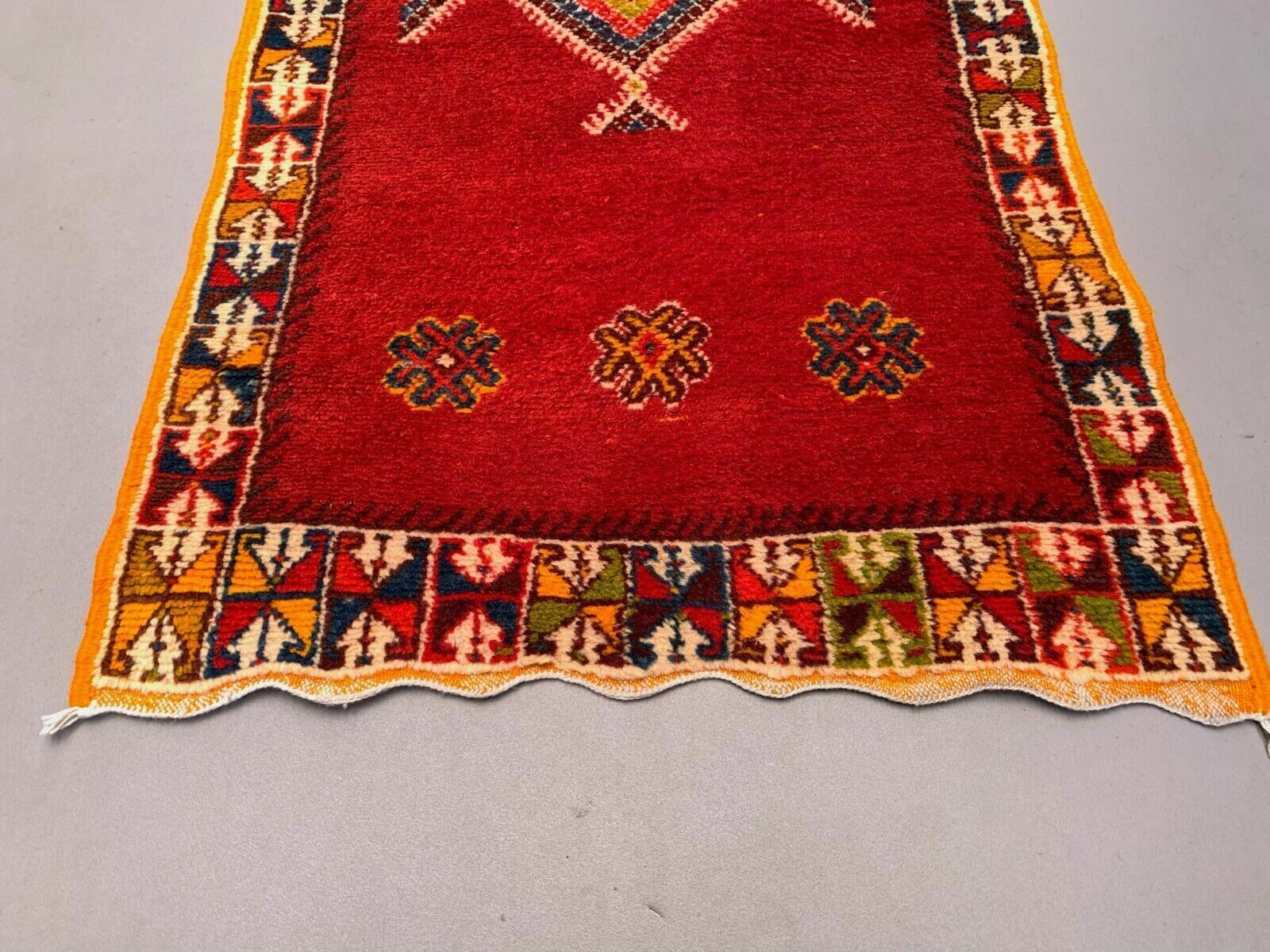 Vintage Moroccan Runner Rug 505x77 Cm Tazenacht Berber Atlas, Tribal Red, Blue photo vintage