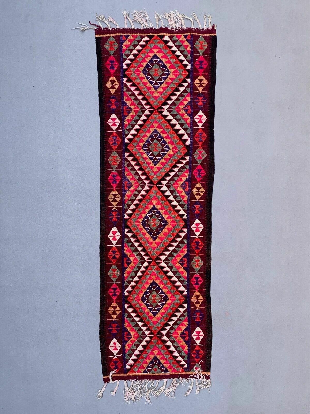 Old Turkish Kilim Runner 275x90 Cm, Vintage Kelim Rug, Long And Narrow