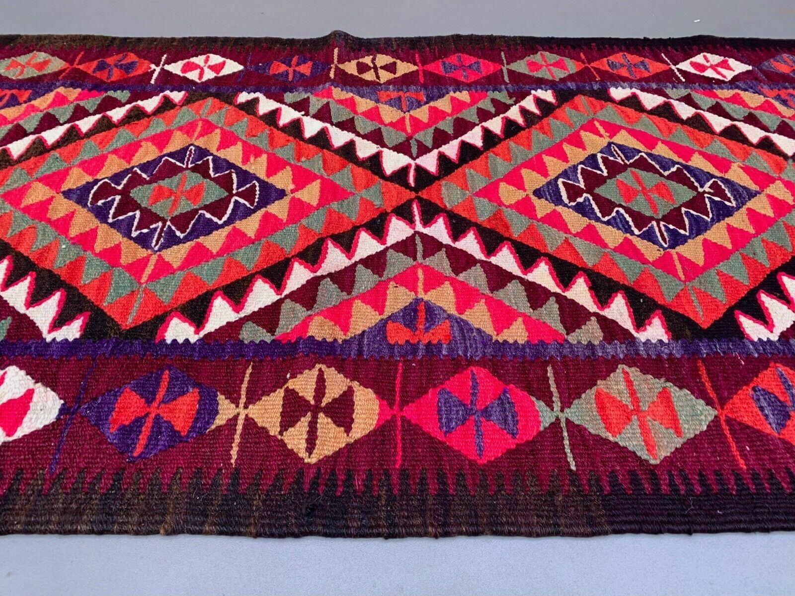 Old Turkish Kilim Runner 275x90 Cm, Vintage Kelim Rug, Long And Narrow photo vintage