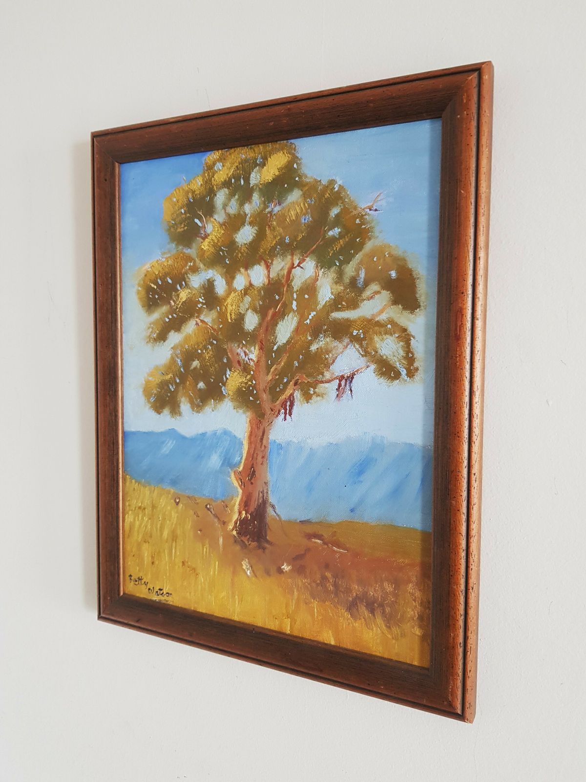 Oil On Canvas By Us Artist Betty Watson Of A Sunlit Tree photo for sale