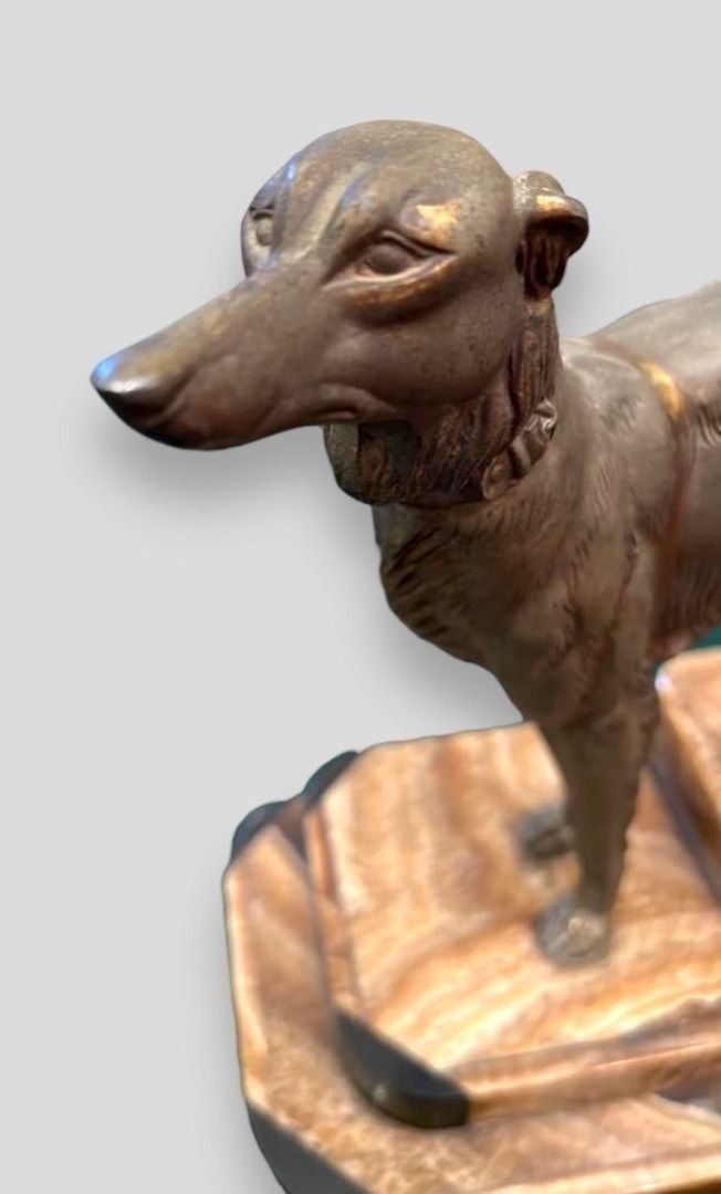Beautiful Spelter Lurcher Figure In The Manner Of Irénée Rochard photo Art
