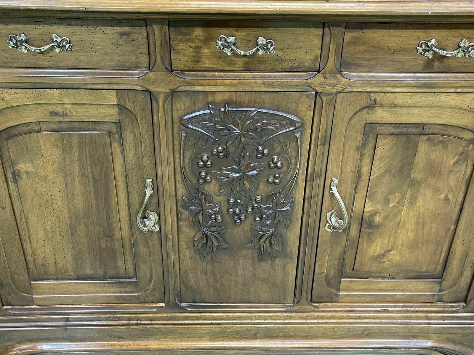 Art Nouveau Walnut 2 Piece Buffet Early 20th Century photo furniture