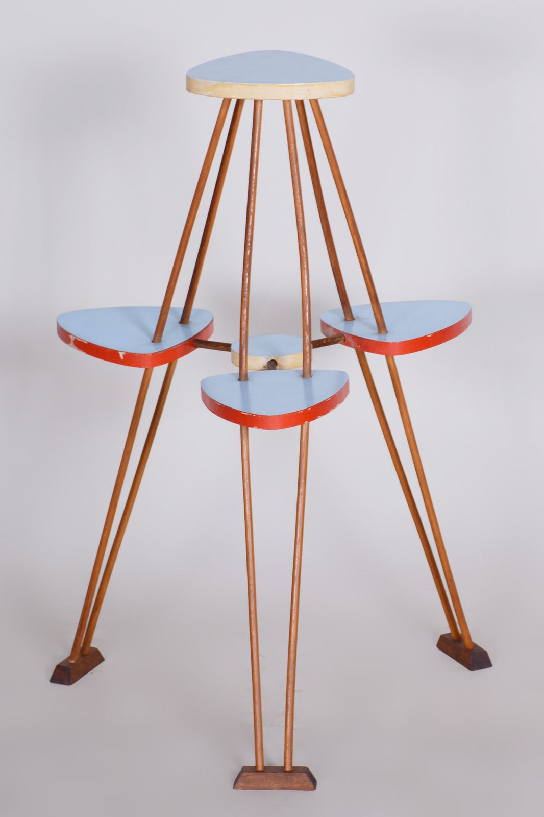 photo for sale Unusual Restored Mid Century Flower Stand, Beech And Umakart, Czechia, 1950s