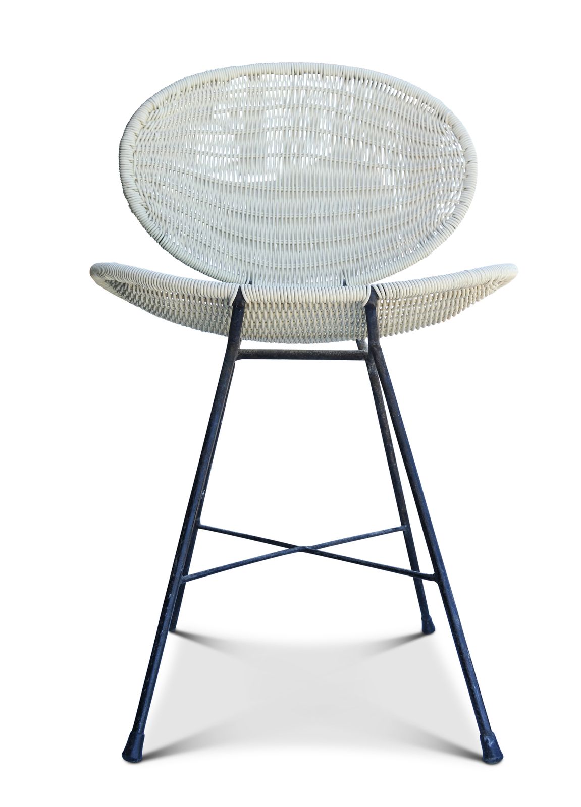 Mid Century Modern Cream Rattan Butterfly Chair With An Iron Frame Circa 1950's Ol photo 380.0
