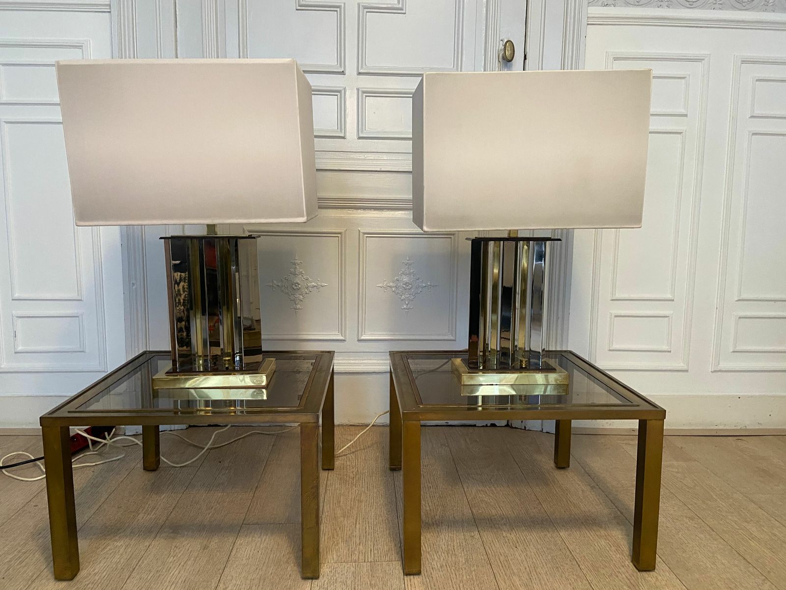 Pair Of Romeo Rega Lamps, Signed photo vintage