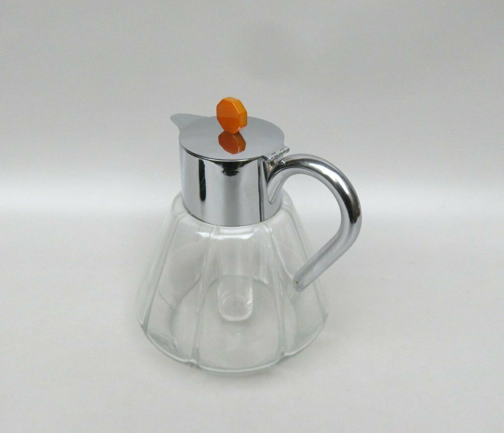 Art Deco Glass And Chrome Plated Carafe With Ice Insert, 1930s photo Home Decor