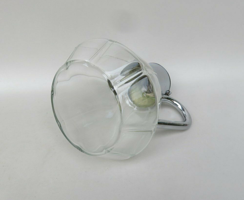 photo vintage Art Deco Glass And Chrome Plated Carafe With Ice Insert, 1930s