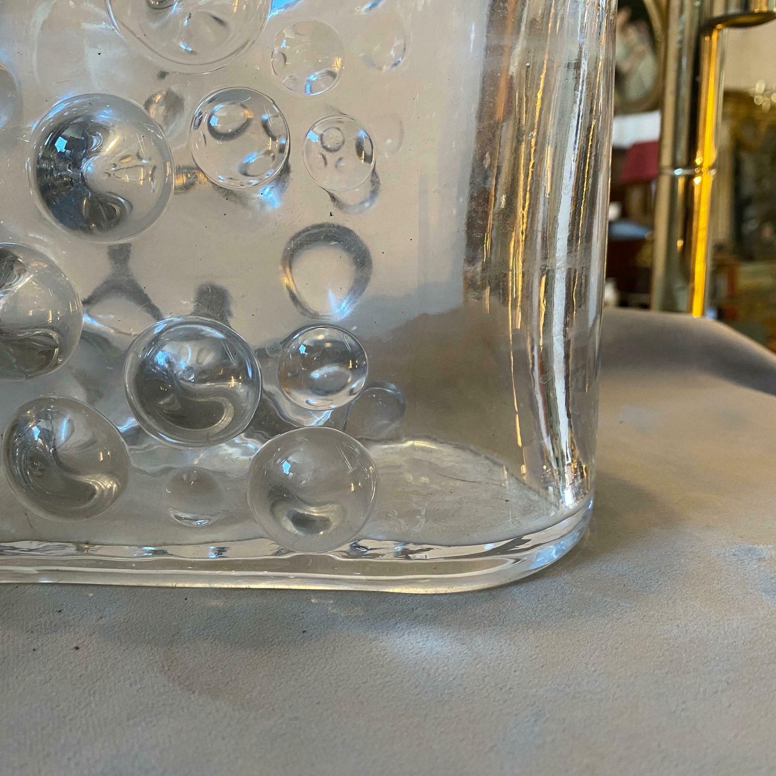 photo for sale 1970s Space Age Transparent Glass Italian Oval Bubble Vase