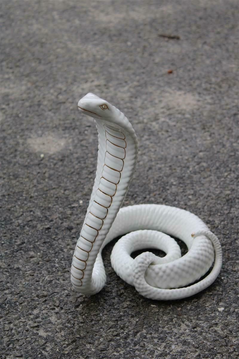 Snake Ornamental Sculpture In White And Gold Ceramic Tommaso Barbi, 1970s photo furniture
