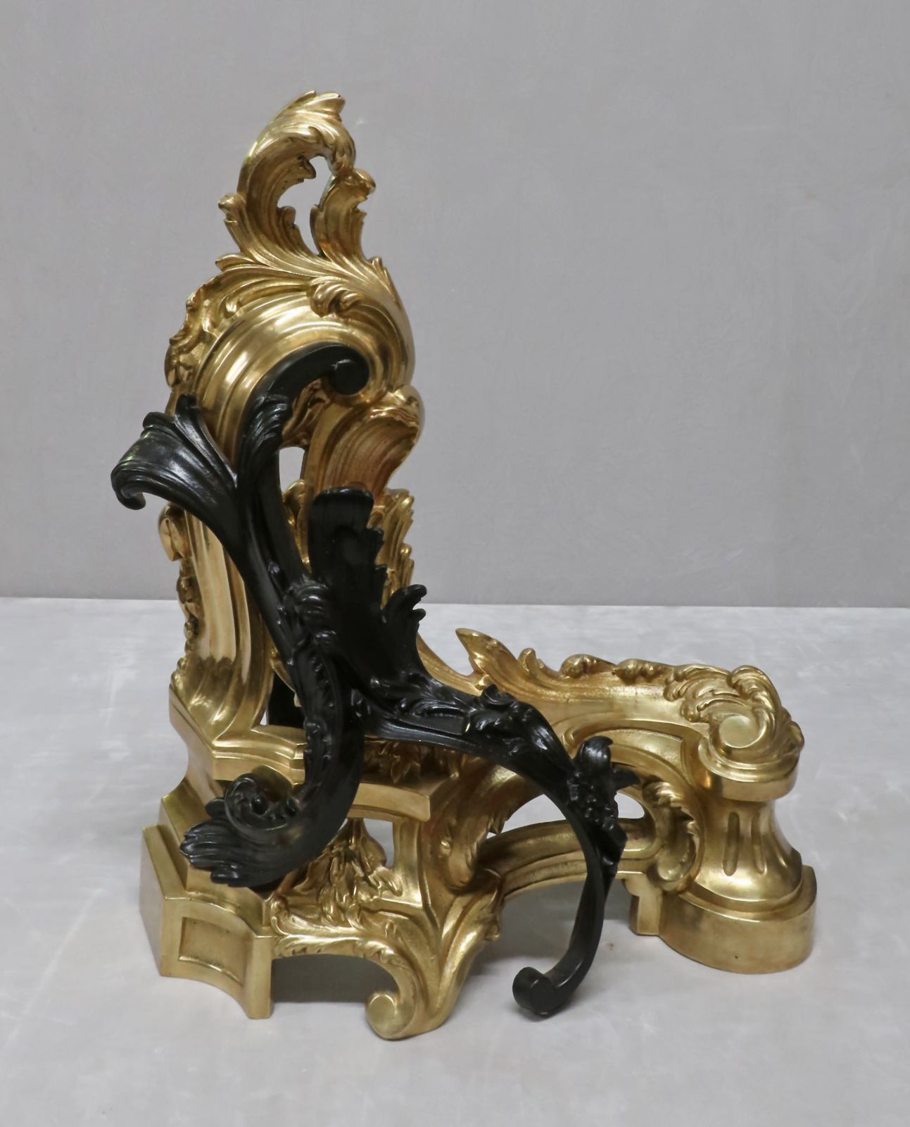 French Victorian Bronze And Bronze Gilt Fire Dog Chenets photo for sale