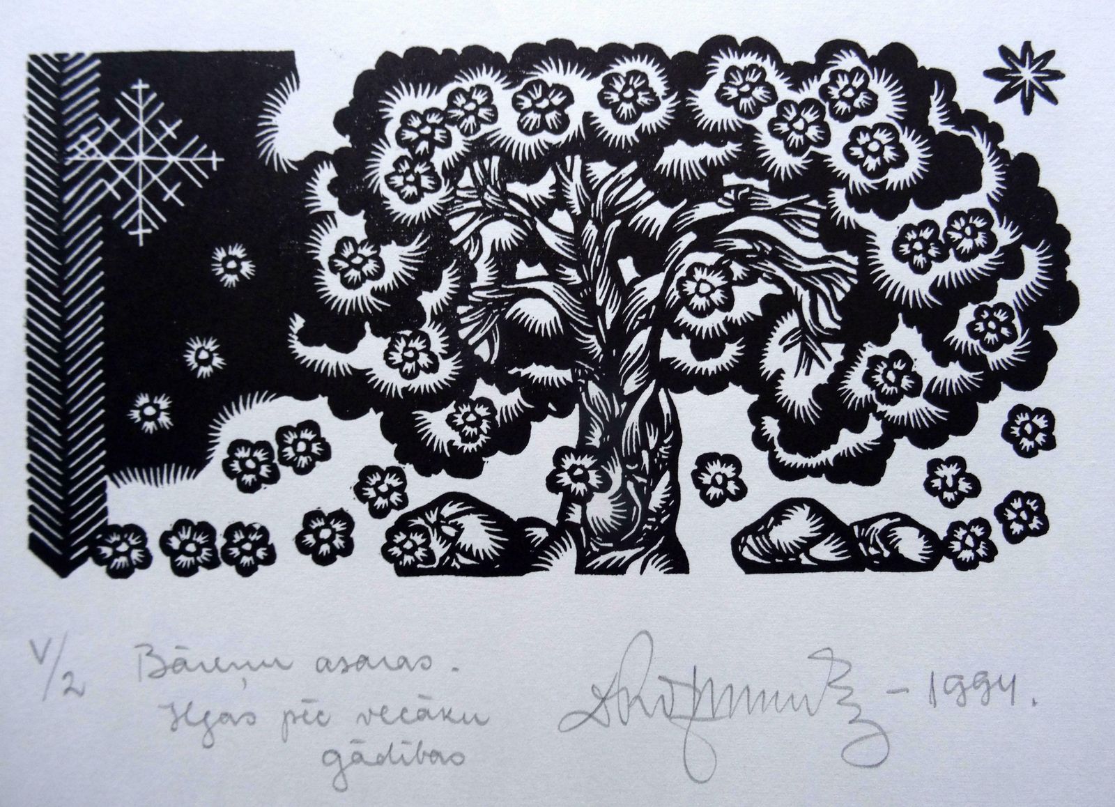 Dainis Rozkalns Longing For Parents. 1994. Paper, Linocut,