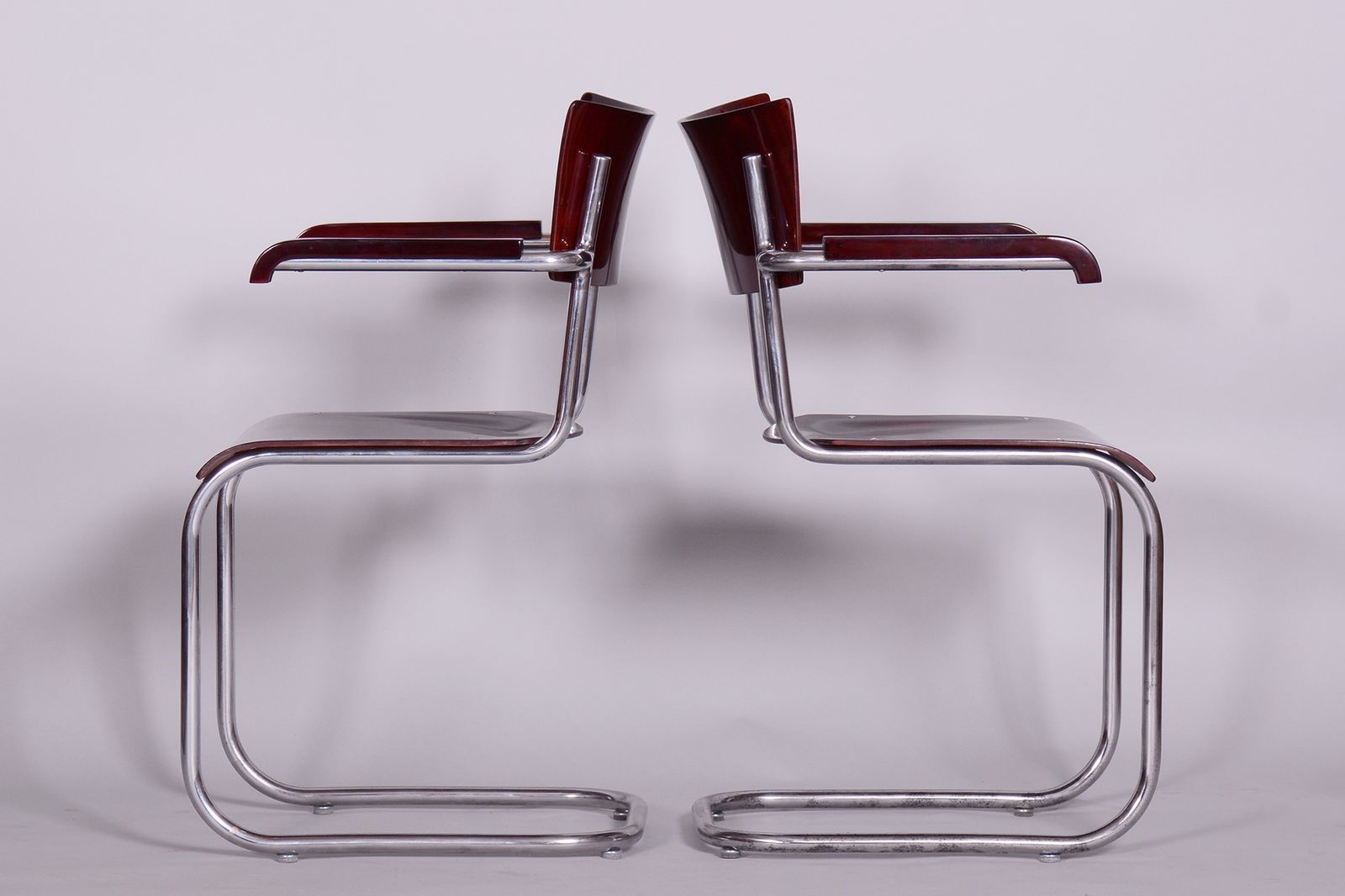 Set Of Two Restored Beech Bauhaus Armchairs By Mart Stam, Robert Slezak, Czechia, 1930s photo 1150.0
