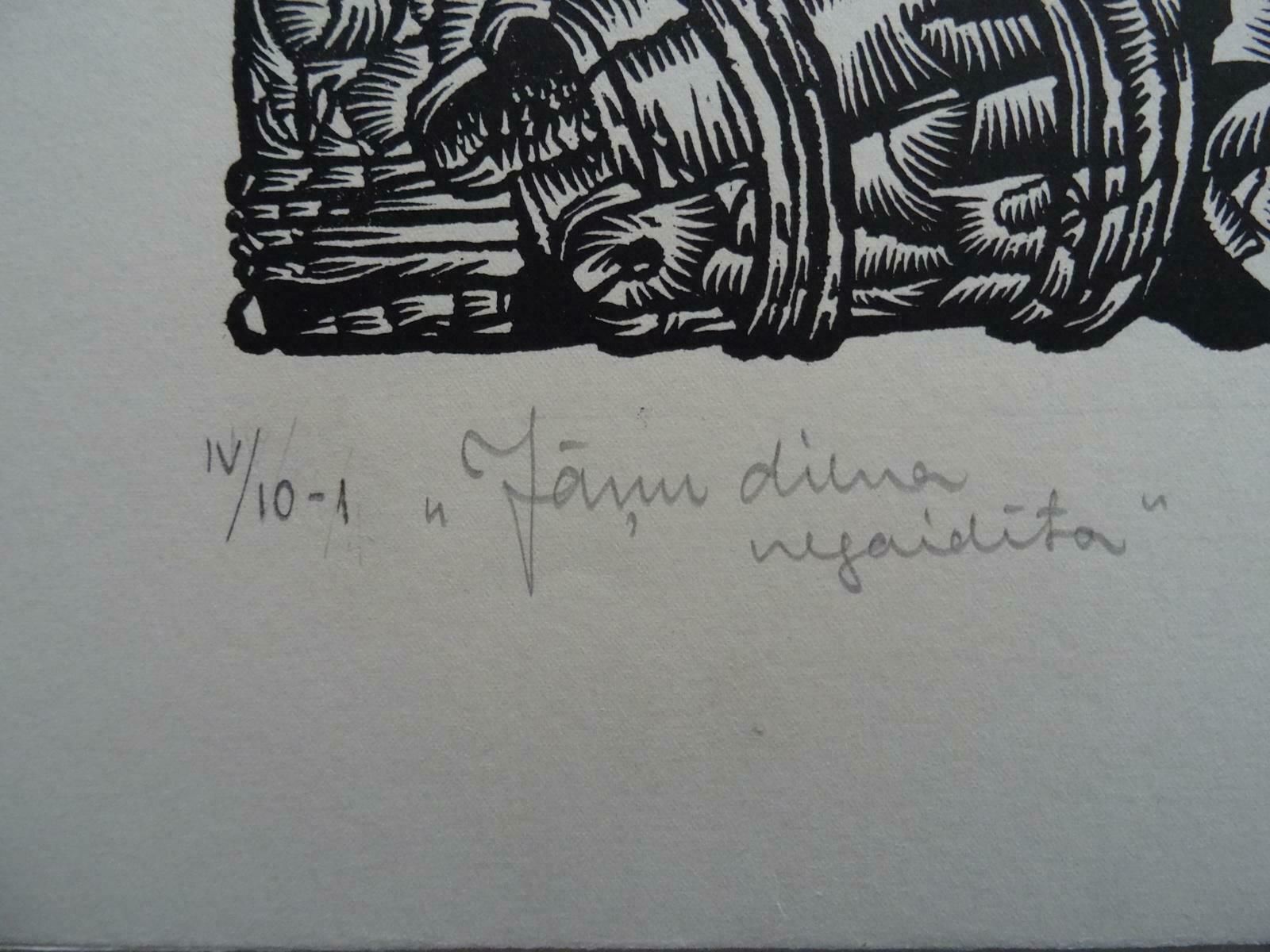 Dainis Rozkalns Flower Barrel. 1984. Paper, Linocut, 1984 photo for sale