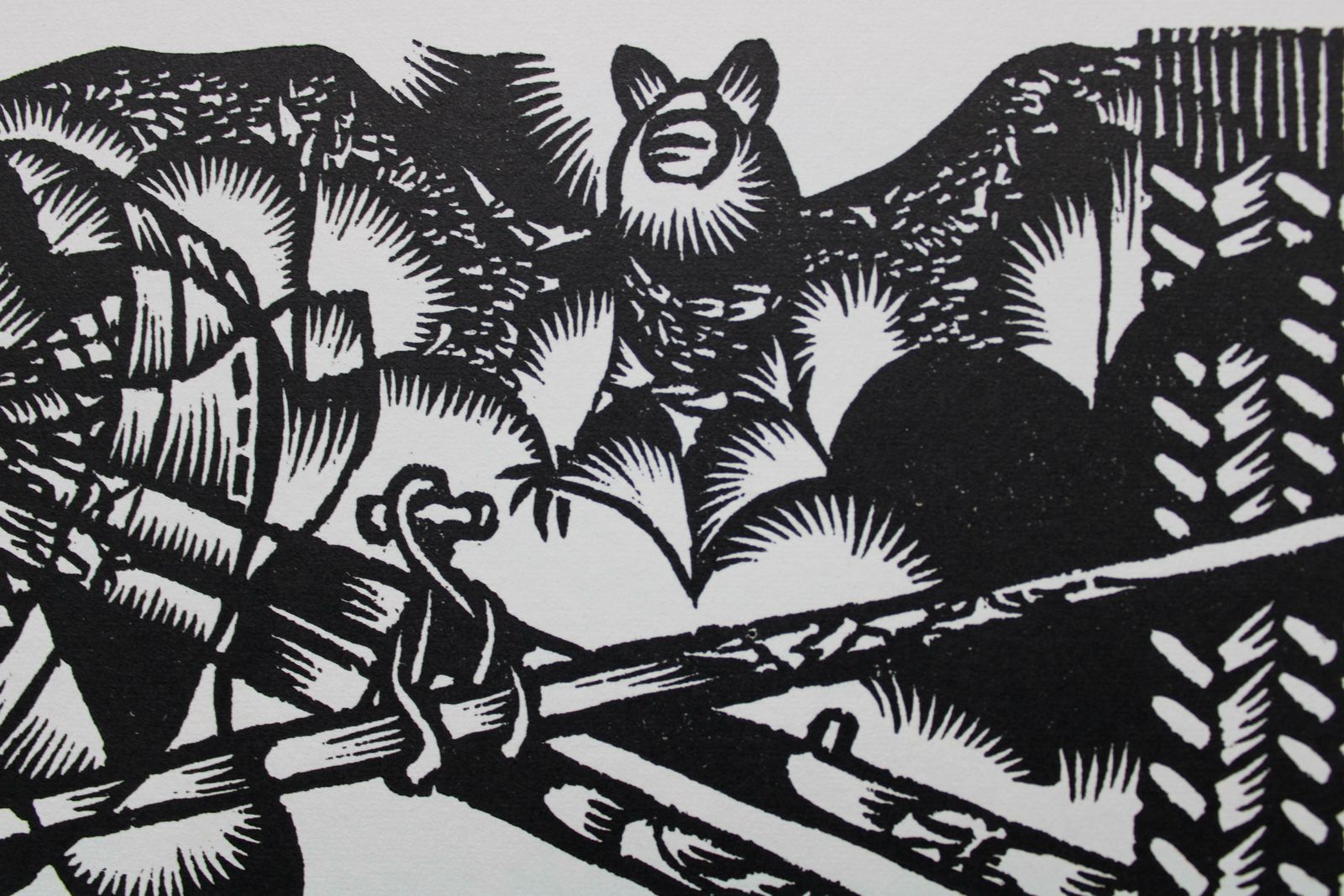 Dainis Rozkalns Bat And Tools. 1982. Paper, Linocut, photo furniture