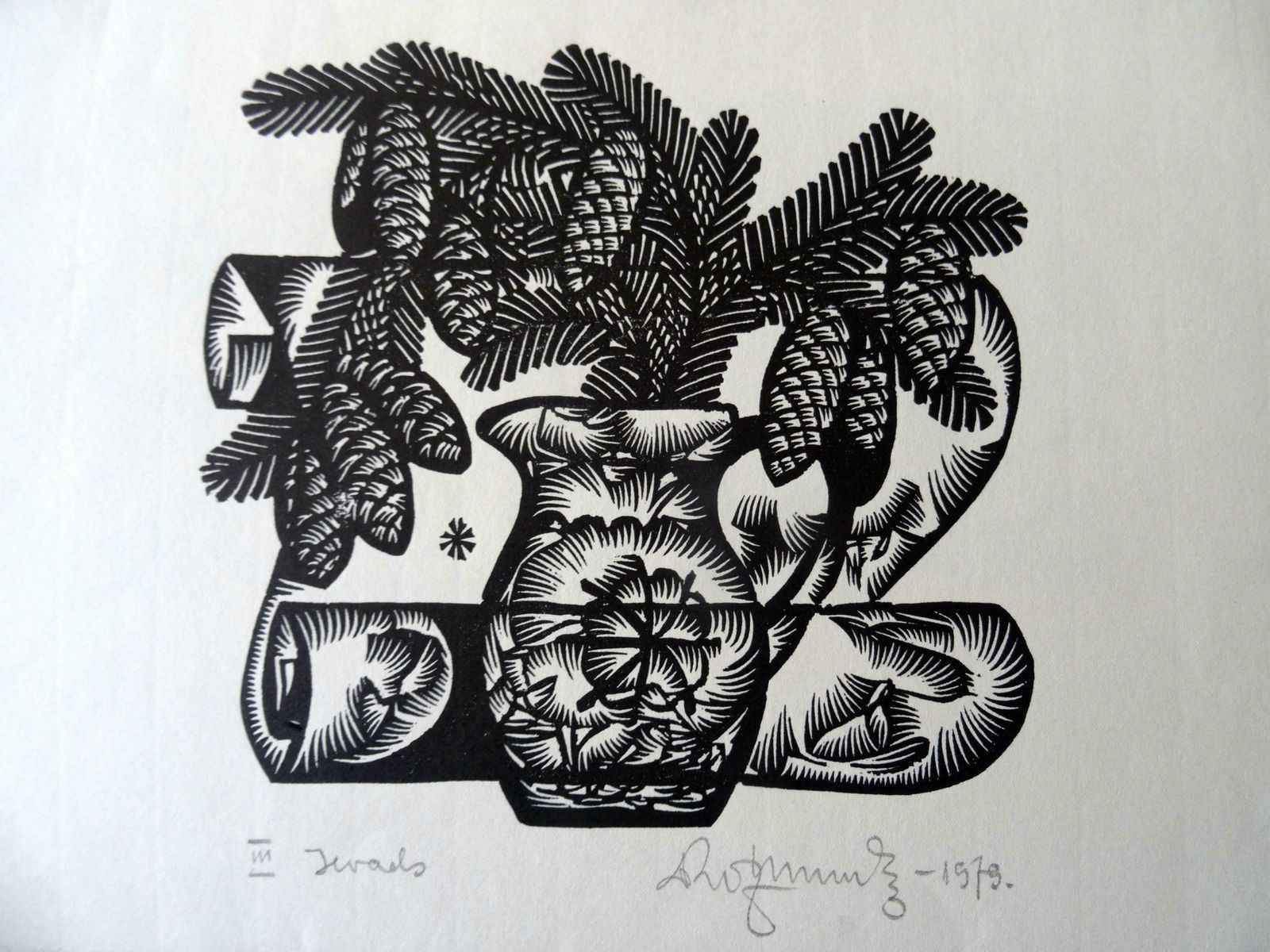Dainis Rozkalns Intro.Nr 2. 1979. Paper, Linocut