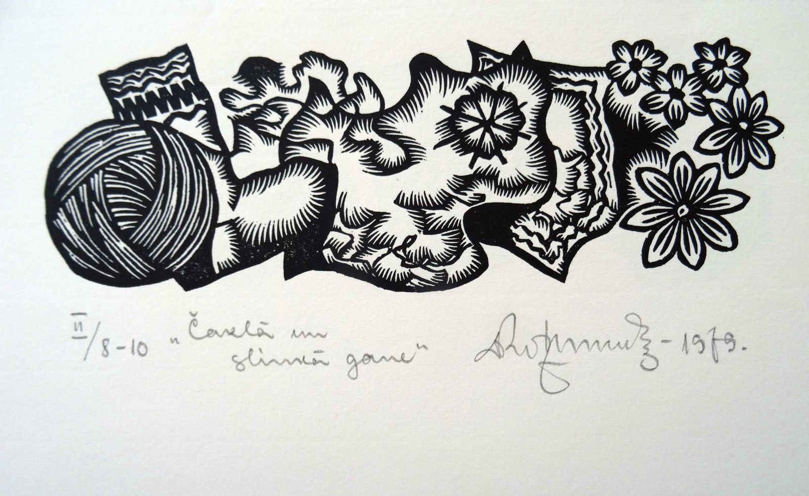 Dainis Rozkalns The Diligent And The Lazy Herdsman. 1979. Paper, Linocut,