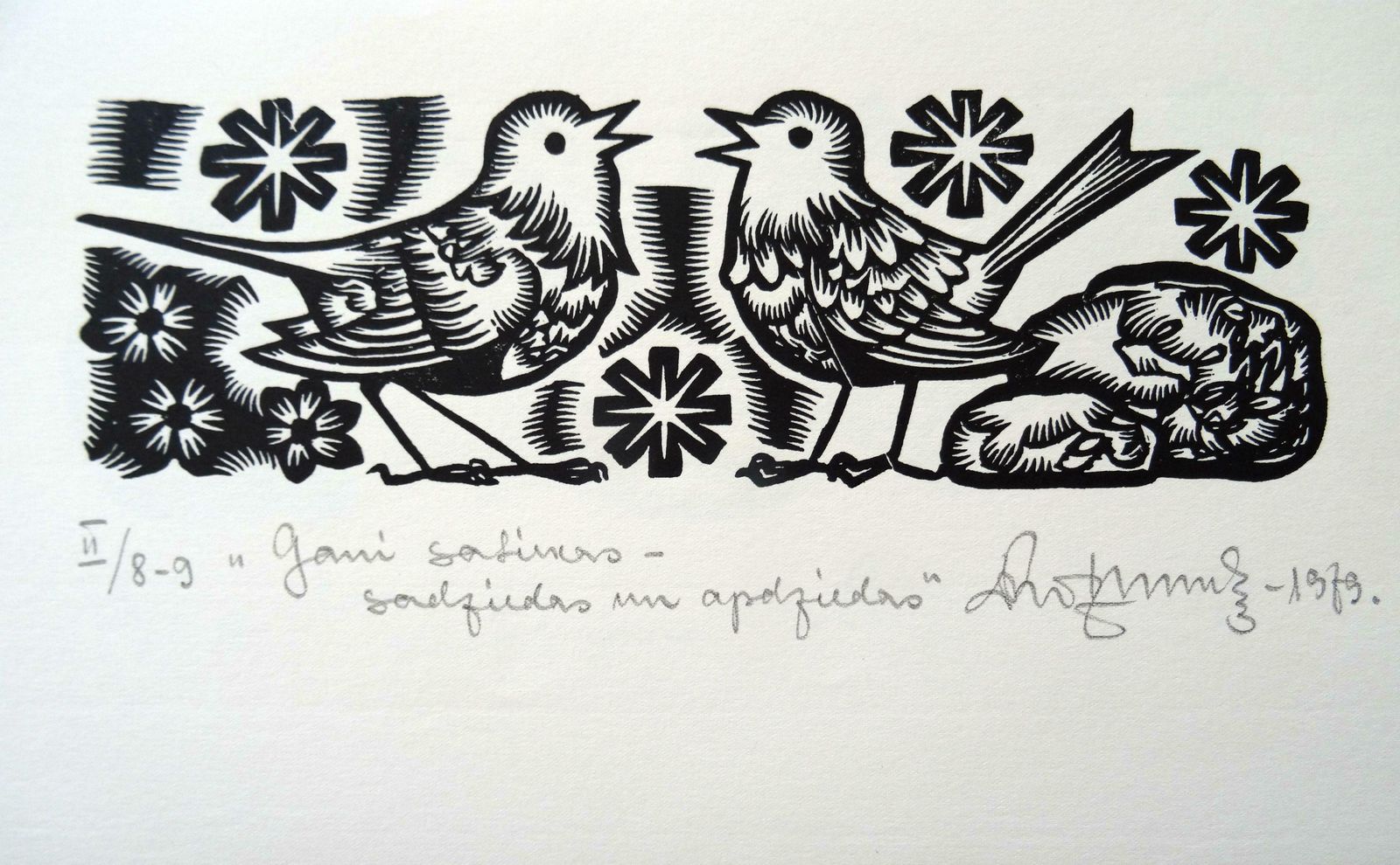 Dainis Rozkalns Herdsman Meet. 1979. Paper, Linocut,