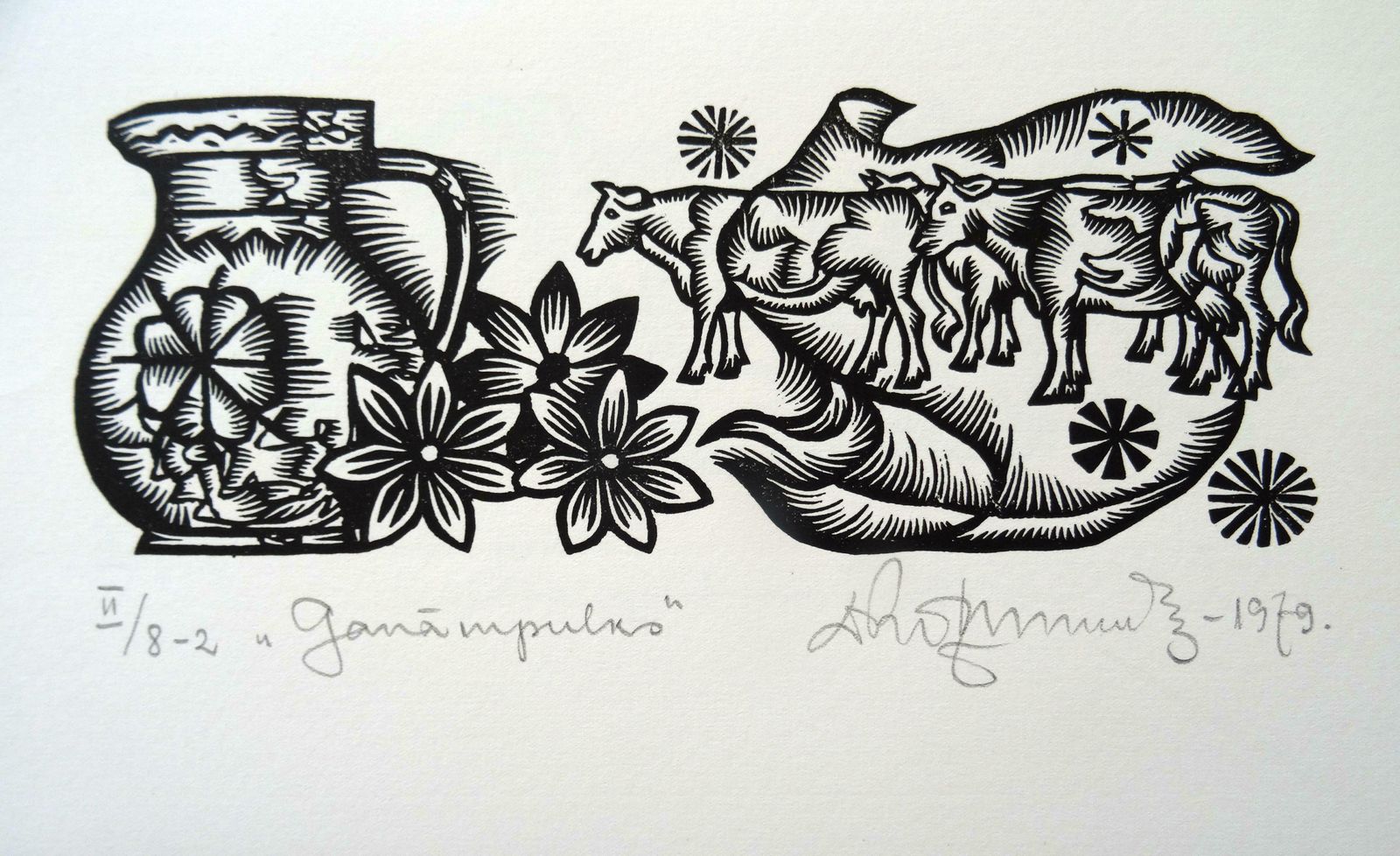 Dainis Rozkalns Herd. 1979. Paper, Linocut, 1979
