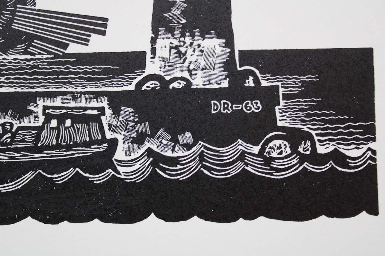 Dainis Rozkalns The Lighthouse. Paper, Linocut, photo furniture