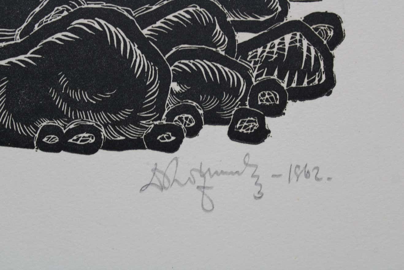 Dainis Rozkalns Calm Sea. Paper, Linocut, photo for sale