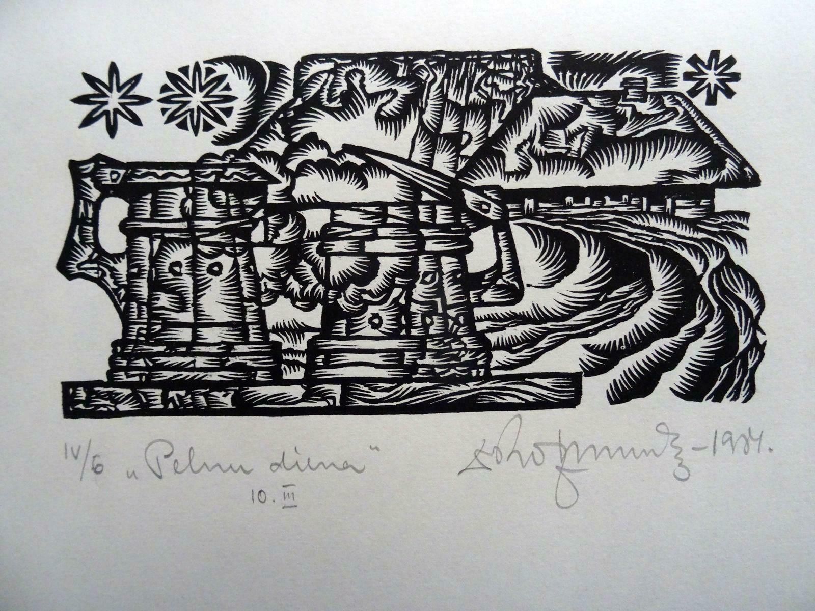 Dainis Rozkalns Day Of Ashes. 1984. Paper, Linocut, 1984