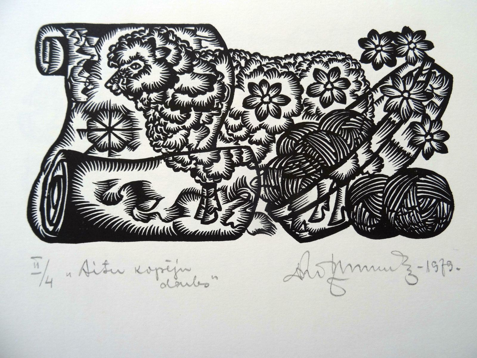 Dainis Rozkalns Shepherd's Job. 1979. Paper, Linocut,
