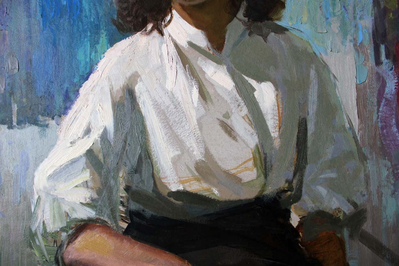 Alfejs Bromults Wife Portrait.Oil On Cardboard, photo Art