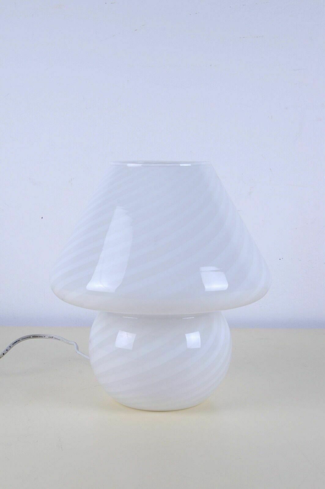 Abat Jour 70s Design Table Lamp In White Murano Glass, Venini Style photo furniture