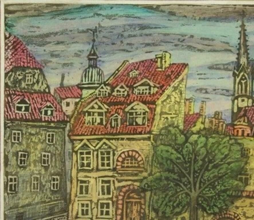 Jadviga Zjilvinska Courtyard In Riga. 1980''S, Paper, Mixed Media Art,  1980 photo for sale