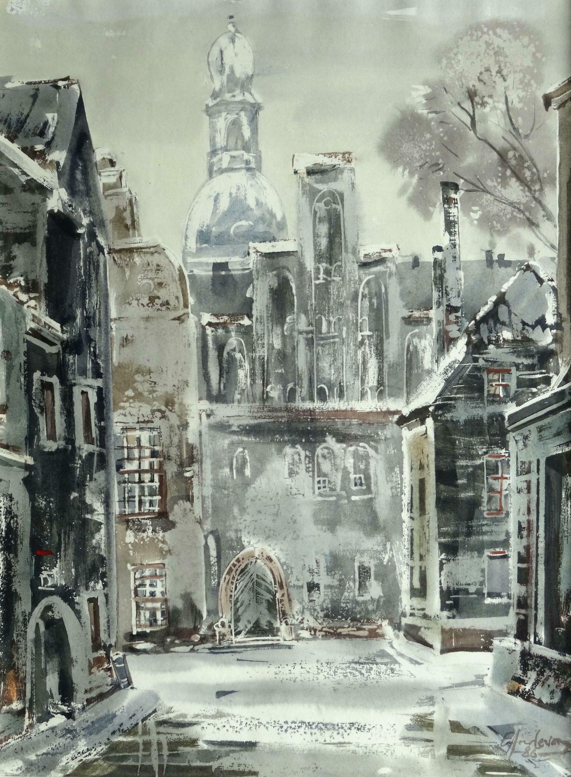 Edwin Andersons Old City. 1986. Paper, Watercolour 1986