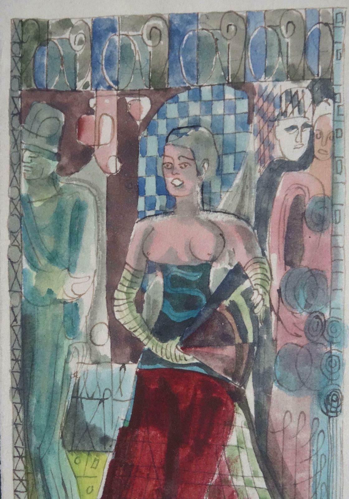 Adolfs Zardins Archaic Dancer. 1933, Paper, Mixed Media Art 1933 photo for sale