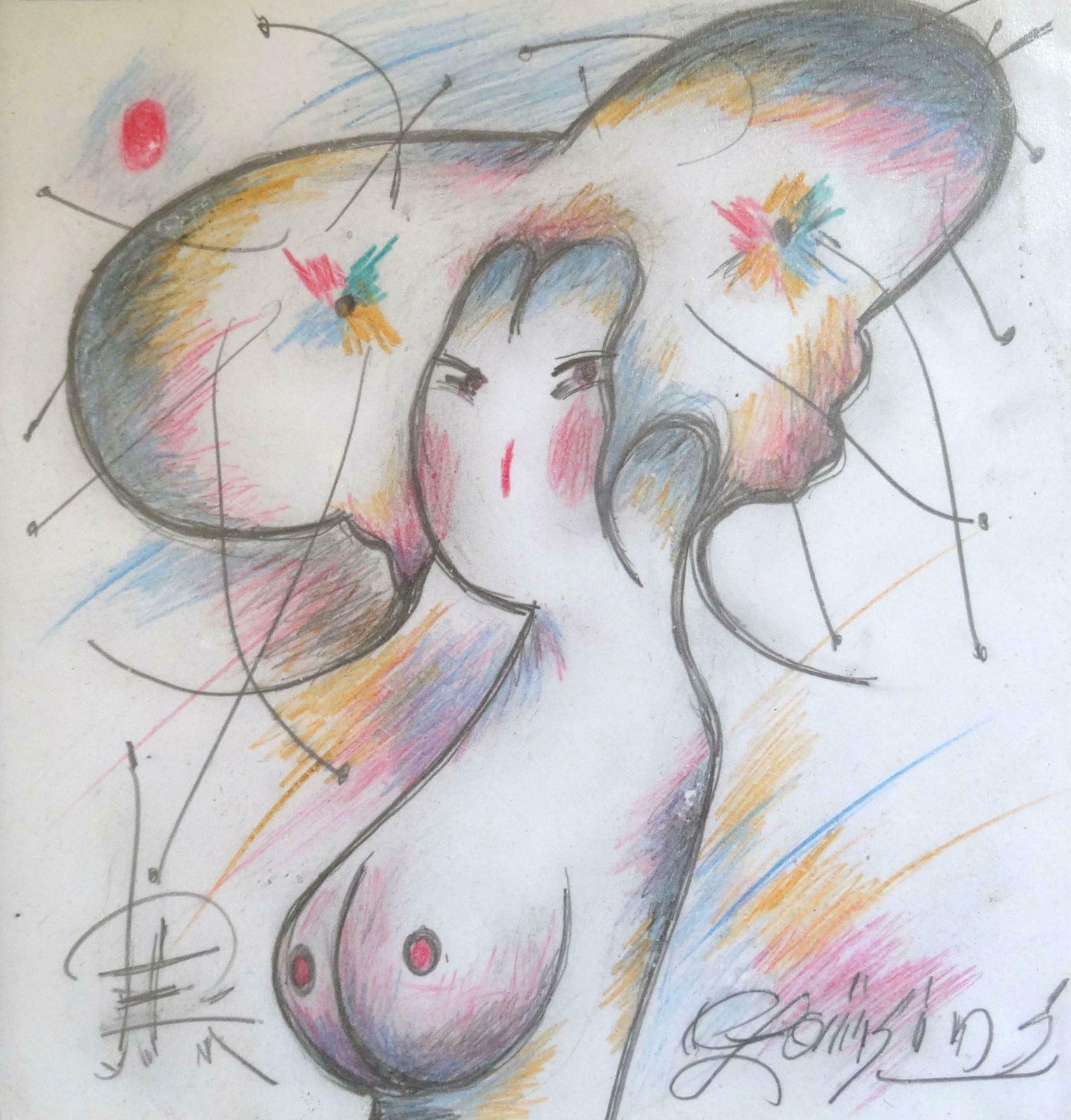 Ivars Zaikins Geisha. Paper, Coloured Pencils, 2001