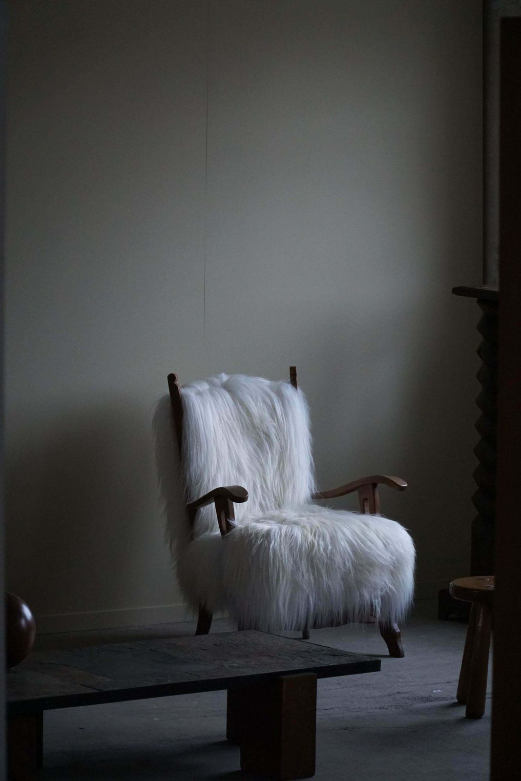 Henning Kjærnulf, Armchair Reupholstered In Longhaired Icelandic Sheepskin, 1950 photo furniture