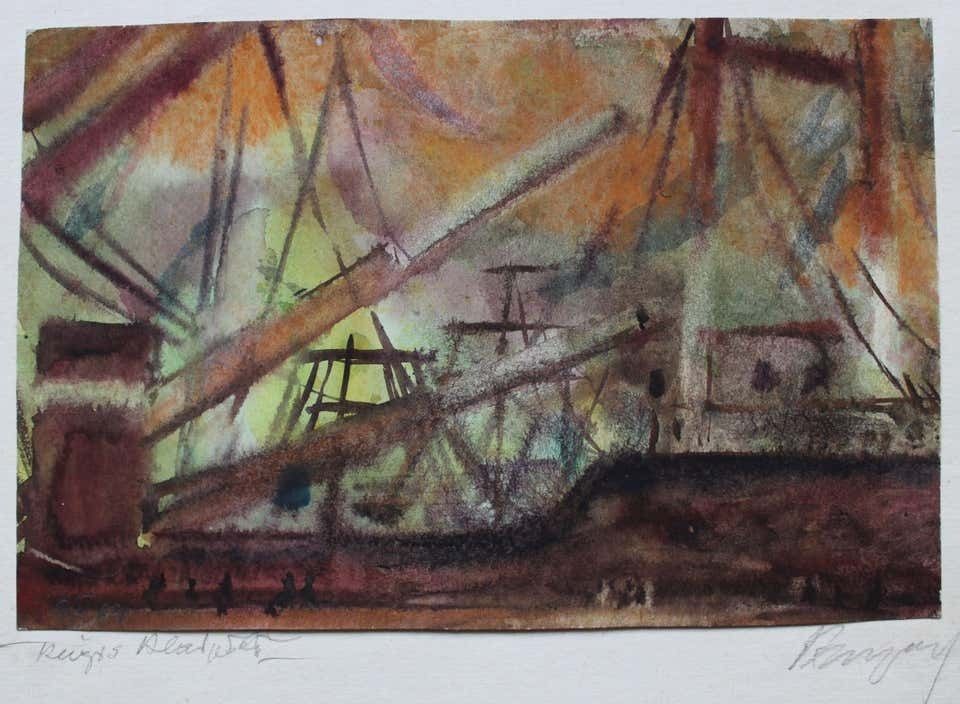 Dzidra Ezergaile Ship. 1964. Watercolour On Paper photo furniture