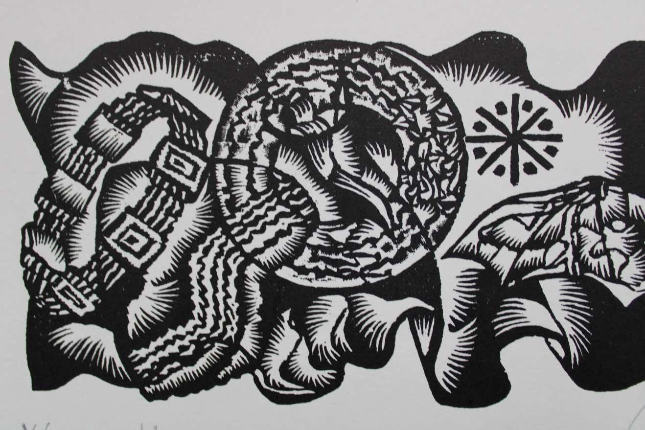 Dainis Rozkalns Arbitrariness Of The Master. 1982. Paper, Linocut, photo for sale