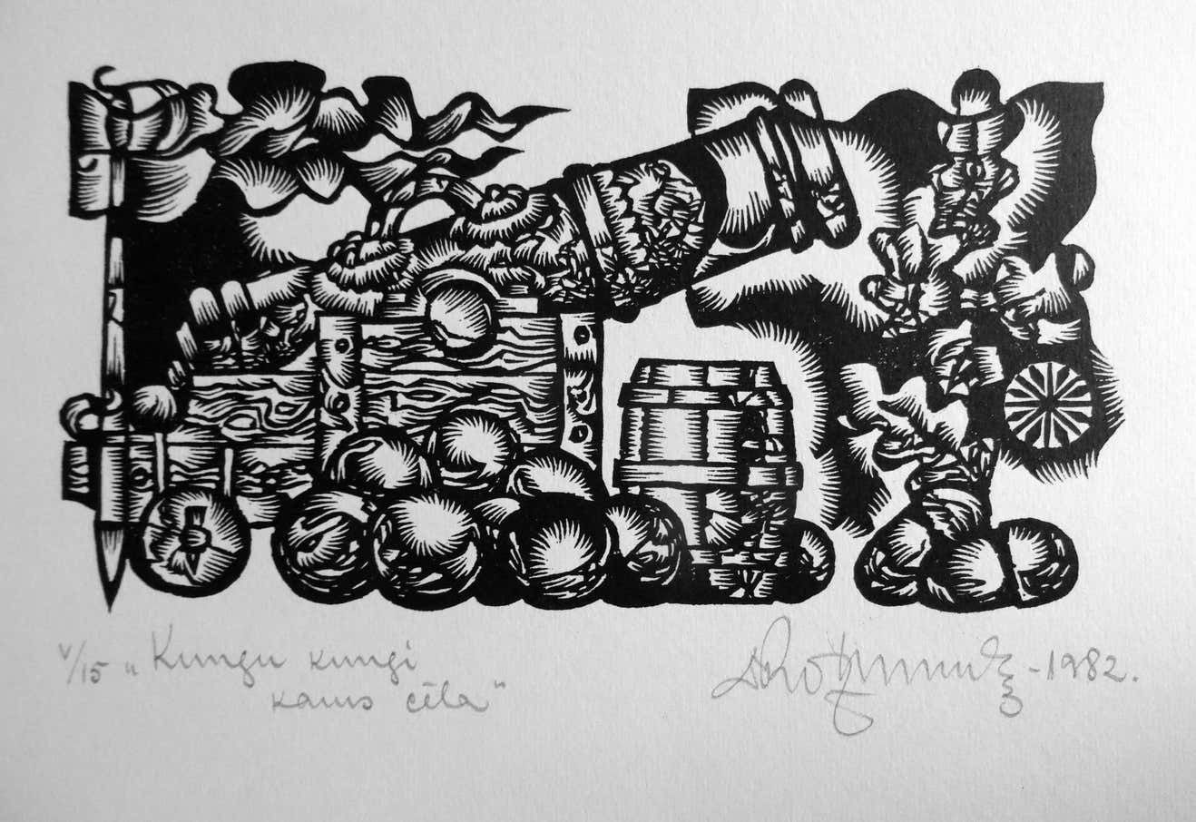Dainis Rozkalns Battle. 1982. Paper, Linocut