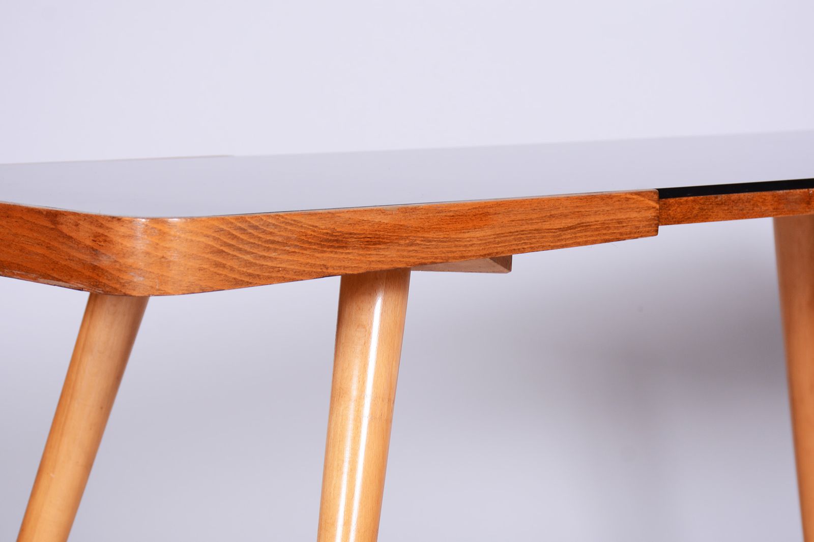 Original Coffee Table By Interier Praha, Beech, Opaxit Glass, Czechia, 1960s photo Furniture