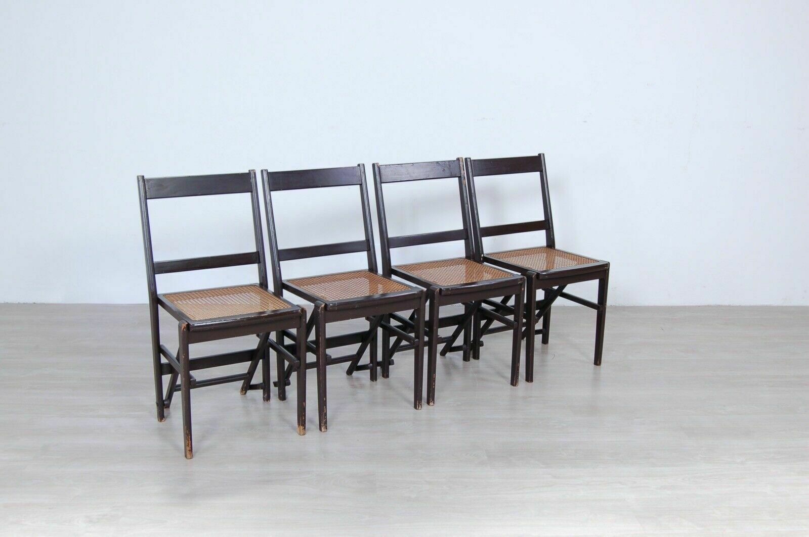Vintage Wooden Folding Chairs Set Of 4 Vienna Straw Seats Design Fratelli Zari photo furniture