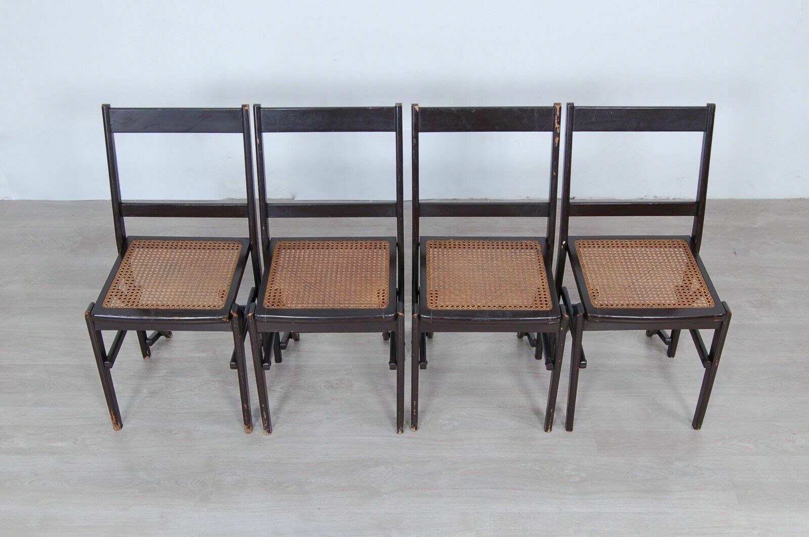 photo for sale Vintage Wooden Folding Chairs Set Of 4 Vienna Straw Seats Design Fratelli Zari