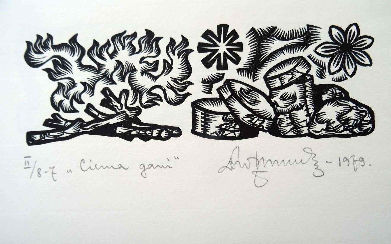 Dainis Rozkalns Village Herdsman. 1979. Paper, Linocut,