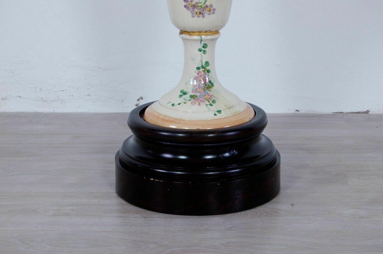 Large Slip Vase From The Early 1900s Flowers In Relief Terracotta Clay Amphora photo for sale