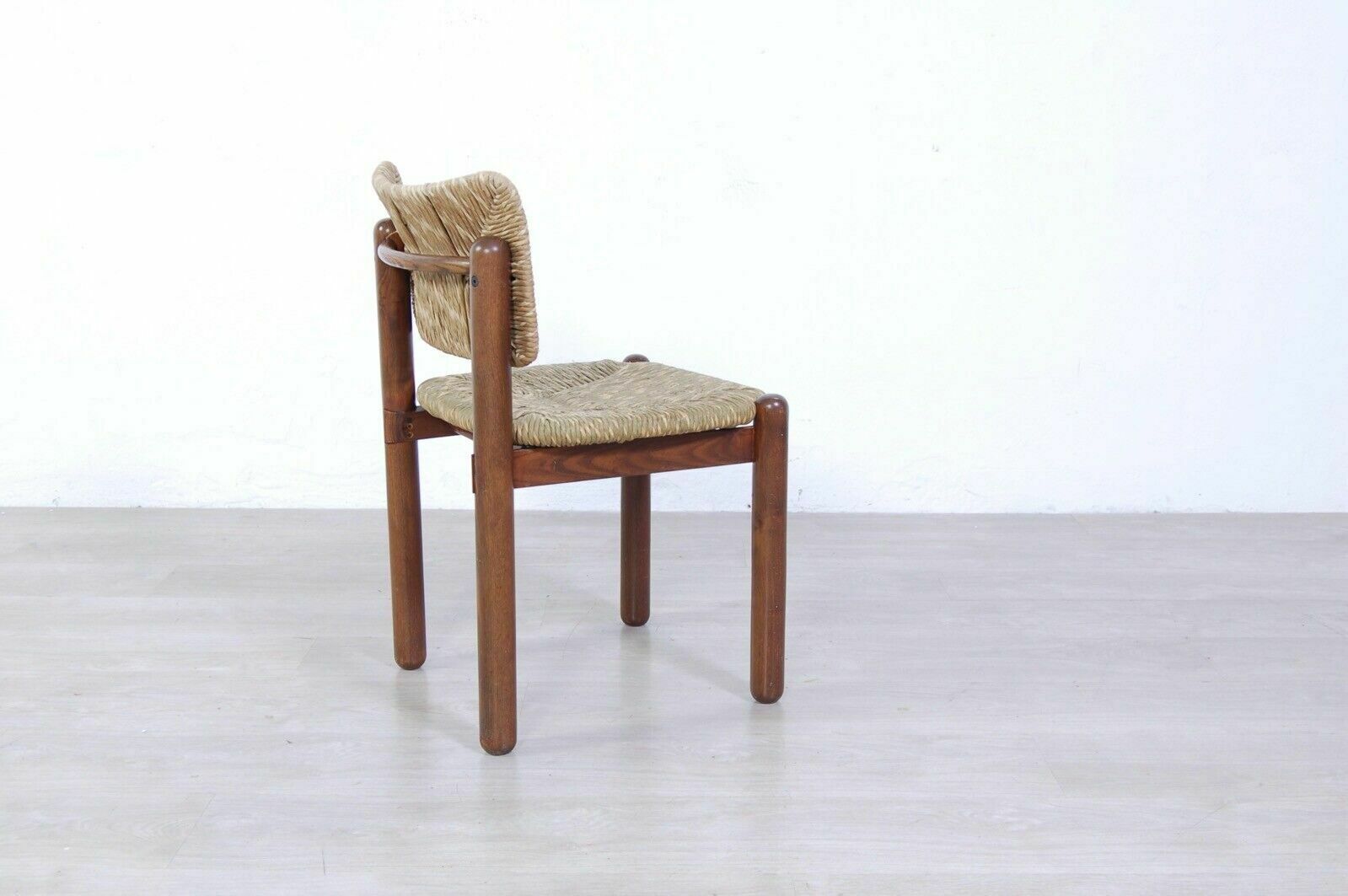 296.0 Set Of 4 Wooden Chairs And Straw Seats Design From The 70s 80s Vintage Modernism photo