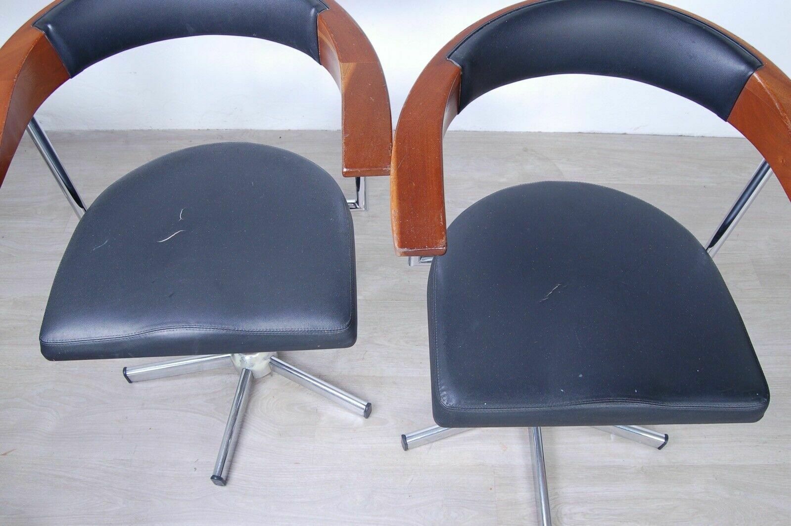 Chairs With Armrests Maletti Armchairs Design 90s Steel Leather Wood photo buy