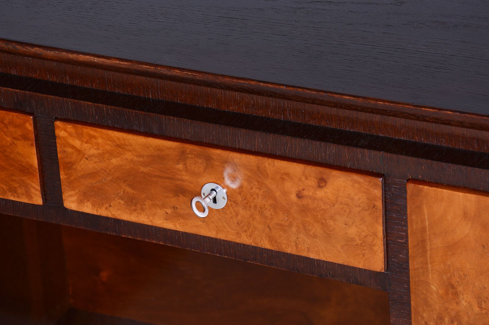 photo vintage Restored Artdeco Oak Ash Writing Table, Revived Polish, Czechia, 1930s
