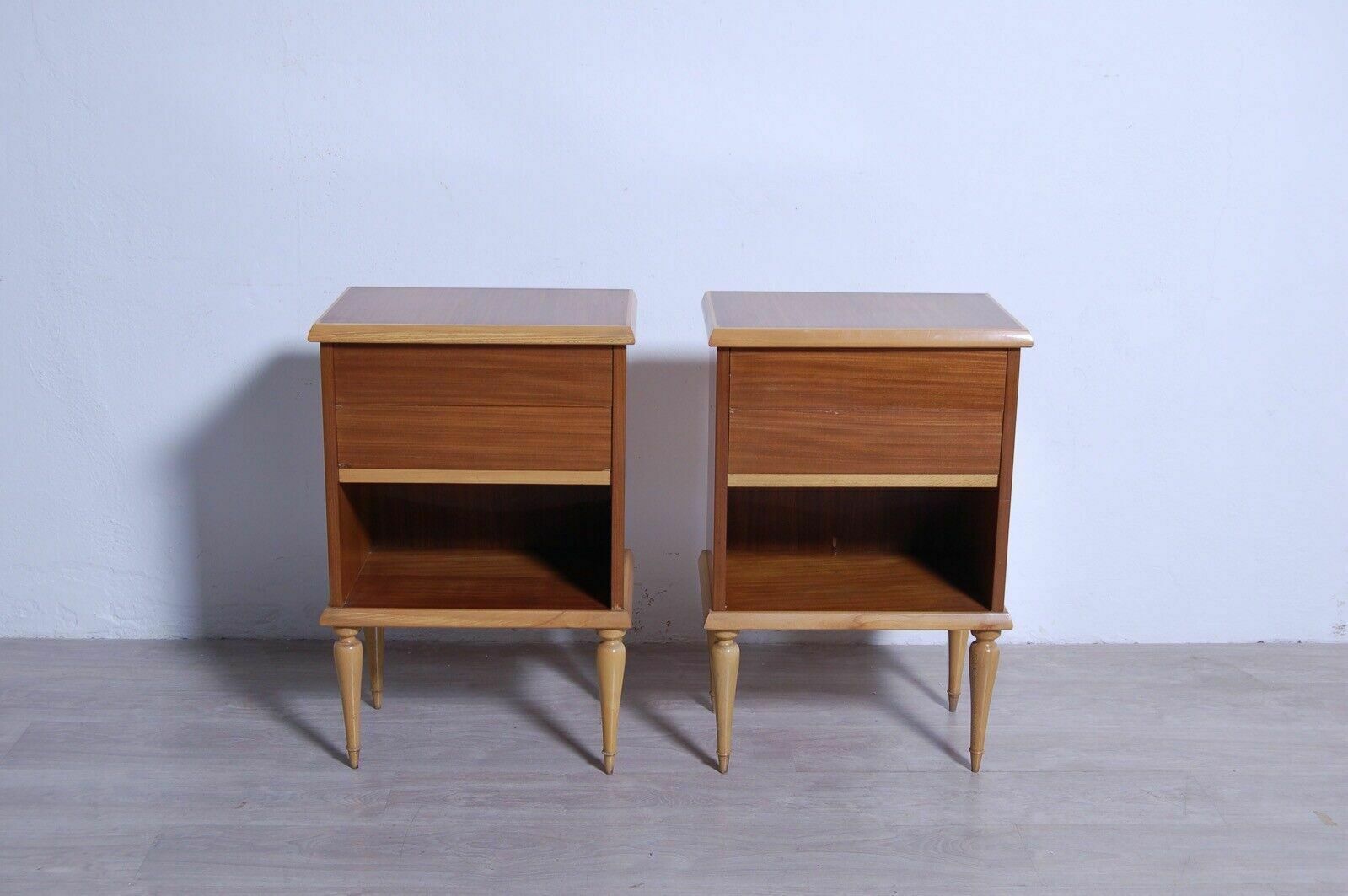 Pair Of Bedside Tables Designed In The 60s Bedside Tables Two Tone Wood Vintage Accessory