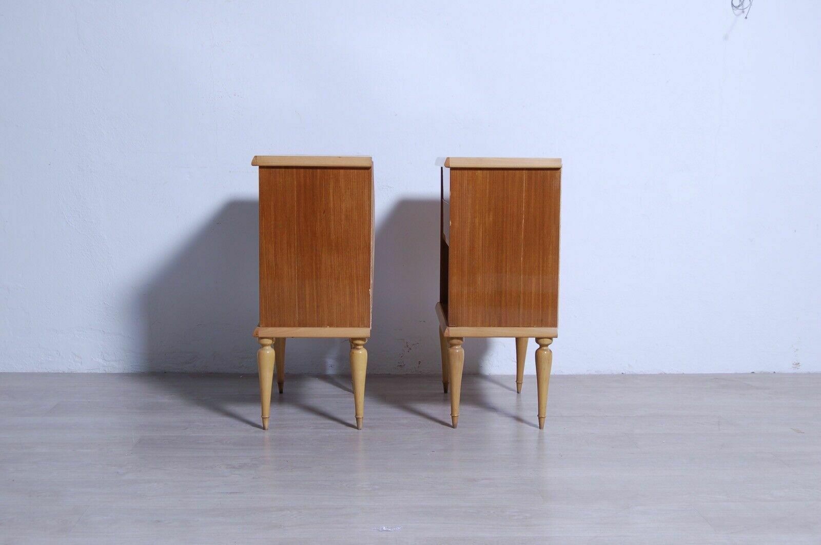 Pair Of Bedside Tables Designed In The 60s Bedside Tables Two Tone Wood Vintage Accessory photo for sale