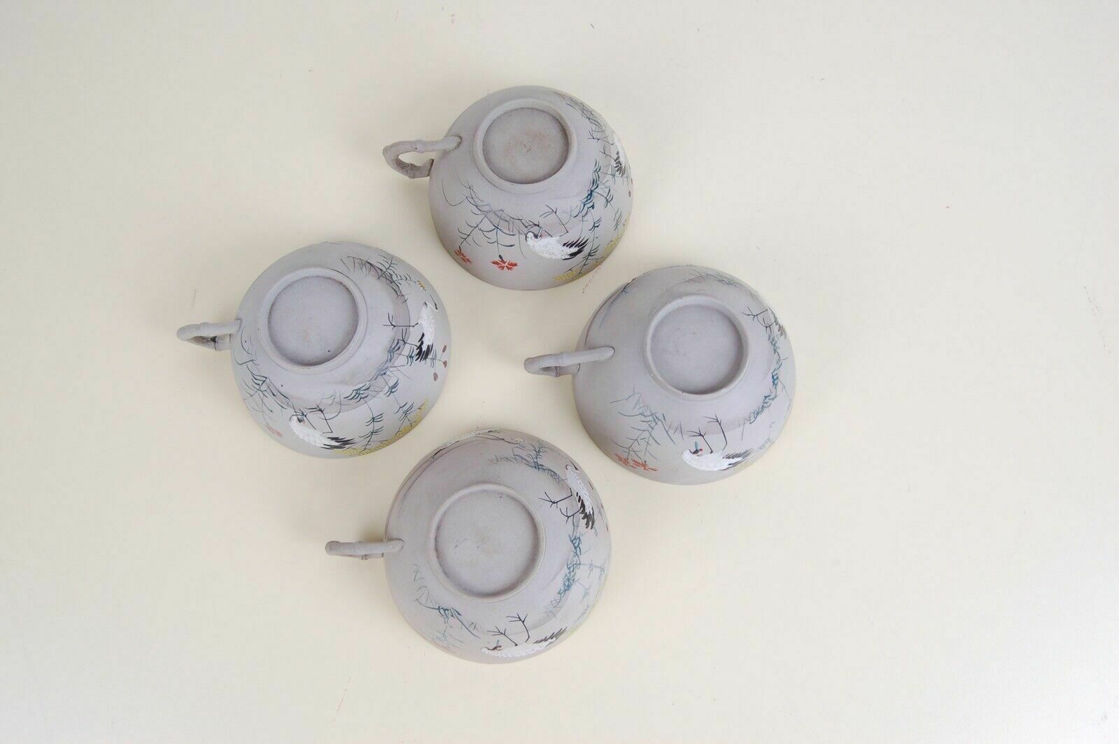 Home Decor Hand Painted Chinese Japanese Porcelain Oriental Tea Set With Stork Decoration photo